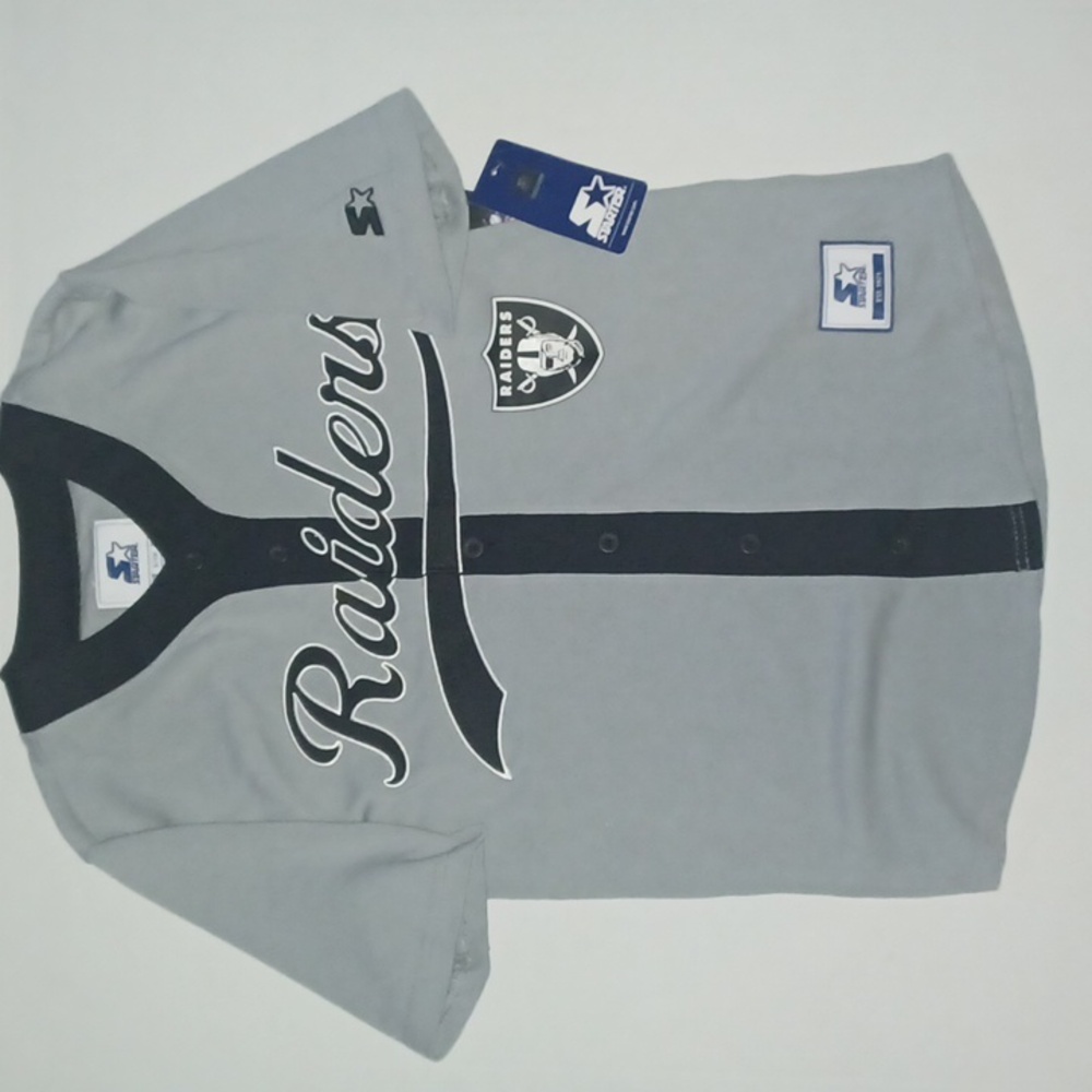 Starter Las Vegas Raiders Baseball Jersey Gray/Black NWT